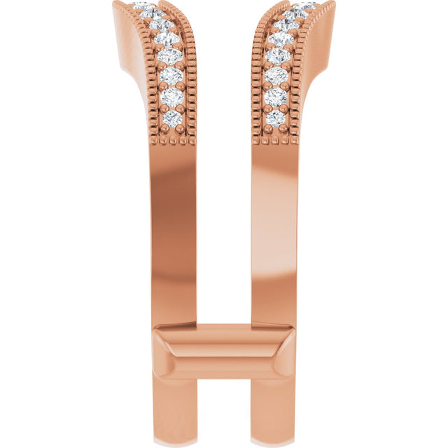 14K Gold Round Natural Diamond Milgrain Edge Ring Guard - Rose Gold - view 4