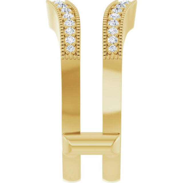 14K Gold Round Natural Diamond Milgrain Edge Ring Guard - Yellow Gold - view 4