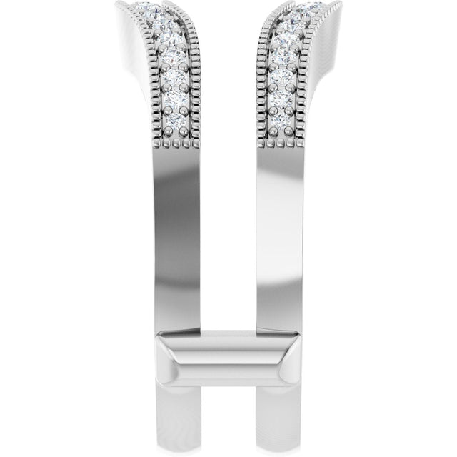 Platinum Round Natural Diamond Milgrain Edge Ring Guard - view 4