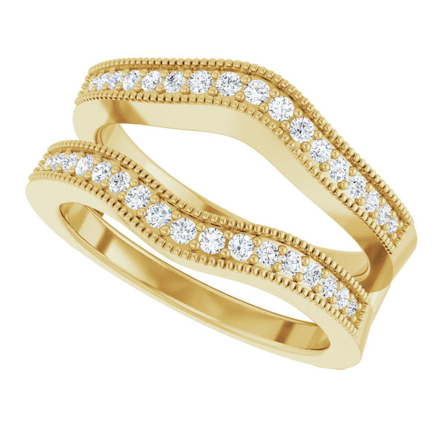 14K Gold Round Natural Diamond Milgrain Edge Ring Guard - Yellow Gold - view 5