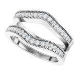 Platinum Round Natural Diamond Milgrain Edge Ring Guard - view 5
