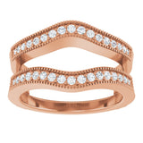 14K Gold Round Natural Diamond Milgrain Edge Ring Guard - Rose Gold - view 3