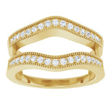 14K Gold Round Natural Diamond Milgrain Edge Ring Guard - Yellow Gold - view 3