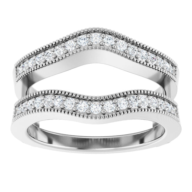 Platinum Round Natural Diamond Milgrain Edge Ring Guard - view 3