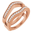 14K Gold Round Natural Diamond Milgrain Edge Ring Guard - Rose Gold