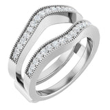 Platinum Round Natural Diamond Milgrain Edge Ring Guard