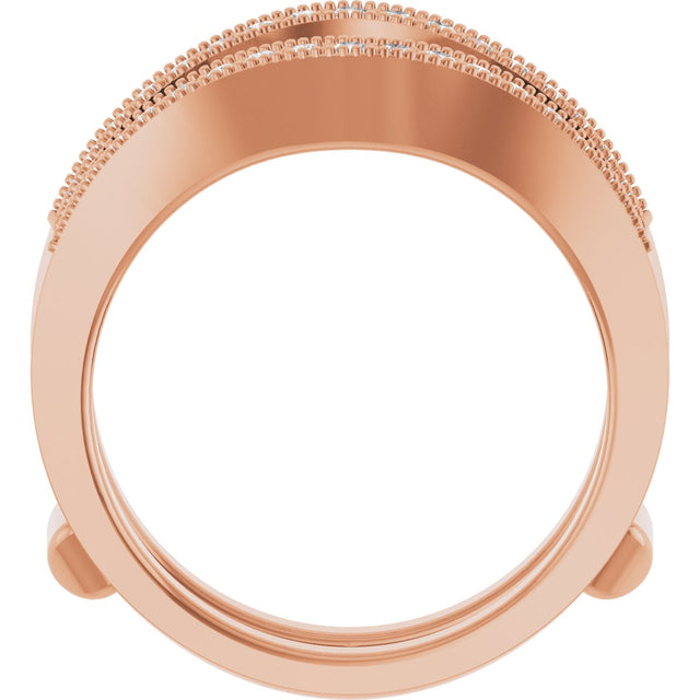 14K Gold Round Natural Diamond Milgrain Edge Ring Guard - Rose Gold - view 2