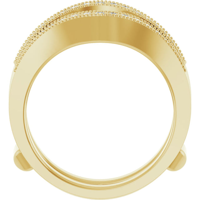 14K Gold Round Natural Diamond Milgrain Edge Ring Guard - Yellow Gold - view 2