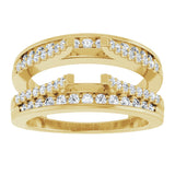 14K Gold Round Natural Diamond Double Row Cathedral-Style Ring Guard - Yellow Gold - view 3