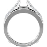 14K Gold Round Natural Diamond Double Row Cathedral-Style Ring Guard - White Gold - view 2