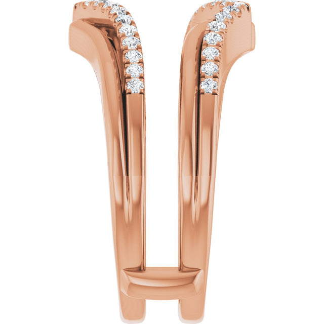 14K Gold Round Natural Diamond Ring Guard IX - Rose Gold - view 4