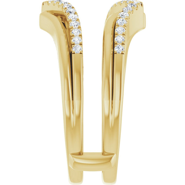 14K Gold Round Natural Diamond Ring Guard IX - Yellow Gold - view 2
