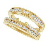 14K Gold Round Natural Diamond Double Row Cathedral-Style Ring Guard - Yellow Gold - view 5