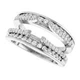 14K Gold Round Natural Diamond Double Row Cathedral-Style Ring Guard - White Gold - view 4