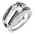 14K Gold Round Natural Black Diamond Double Row Cathedral-Style Ring Guard - White Gold