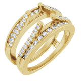 14K Gold Round Natural Diamond Double Row Cathedral-Style Ring Guard - Yellow Gold