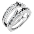 14K Gold Round Natural Diamond Double Row Cathedral-Style Ring Guard - White Gold