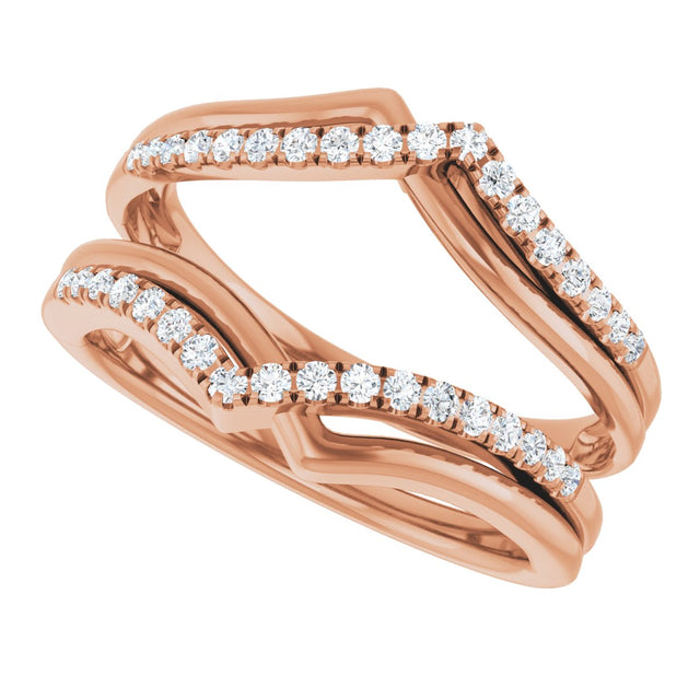 14K Gold Round Natural Diamond Ring Guard IX - Rose Gold - view 5