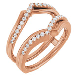 14K Gold Round Natural Diamond Ring Guard IX - Rose Gold