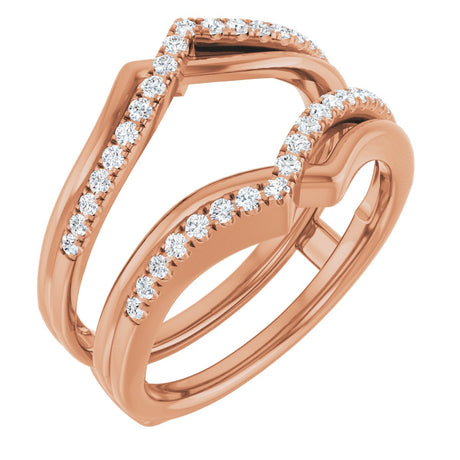 14K Gold Round Natural Diamond Ring Guard IX - Rose Gold