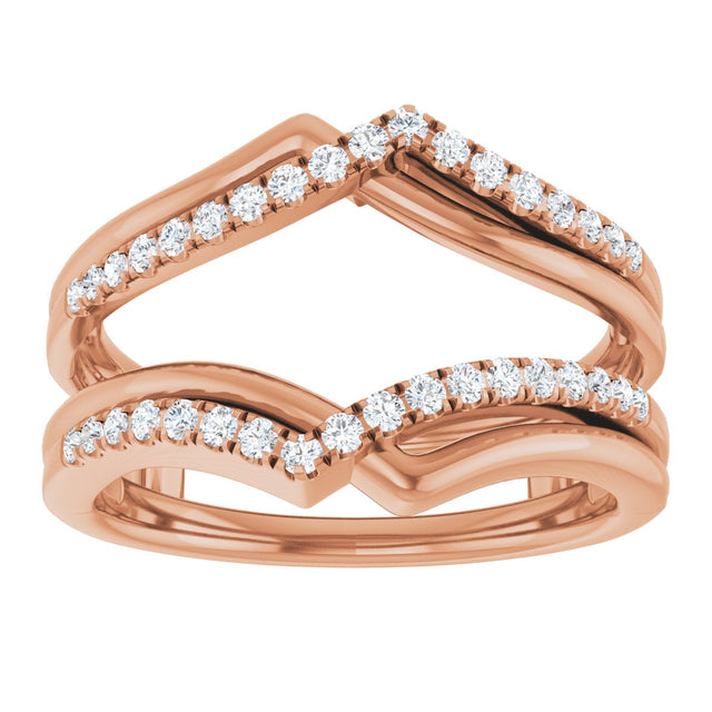 14K Gold Round Natural Diamond Ring Guard IX - Rose Gold - view 3