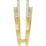 14K Gold Round Natural Diamond Double Row Cathedral-Style Ring Guard - Yellow Gold - view 4