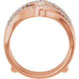14K Gold Round Natural Diamond Ring Guard IX - Rose Gold - view 2