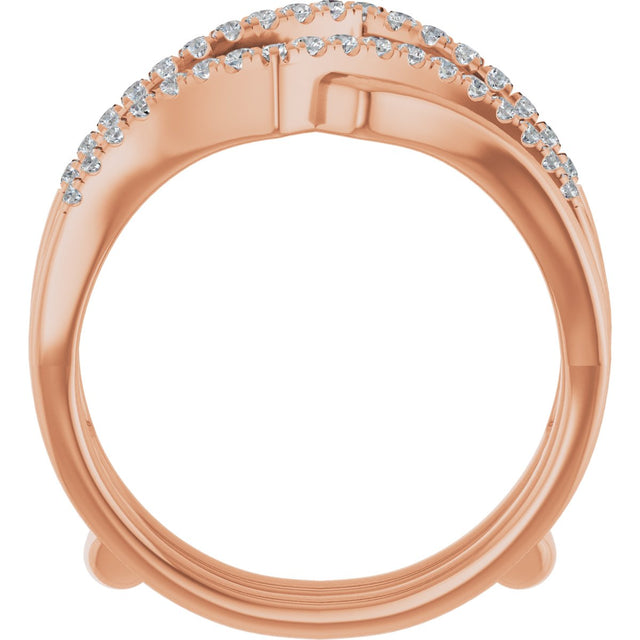 14K Gold Round Natural Diamond Ring Guard IX - Rose Gold - view 2