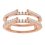 14K Gold Round Natural Diamond French-Set Cathedral-Style Ring Guard - Rose Gold - view 3