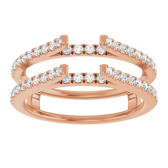 14K Gold Round Natural Diamond French-Set Cathedral-Style Ring Guard - Rose Gold - view 3