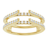 14K Gold Round Natural Diamond French-Set Cathedral-Style Ring Guard - Yellow Gold - view 3
