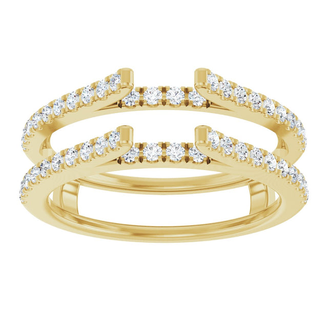 14K Gold Round Natural Diamond French-Set Cathedral-Style Ring Guard - Yellow Gold - view 3