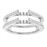 Platinum Round Natural Diamond French-Set Cathedral-Style Ring Guard - view 3