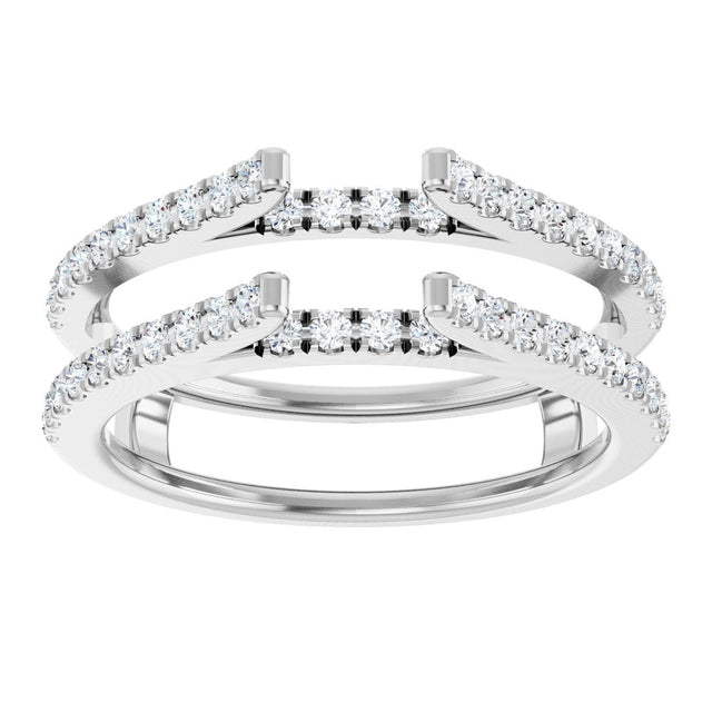 Platinum Round Natural Diamond French-Set Cathedral-Style Ring Guard - view 3