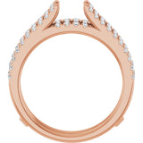 14K Gold Round Natural Diamond French-Set Cathedral-Style Ring Guard - Rose Gold - view 2