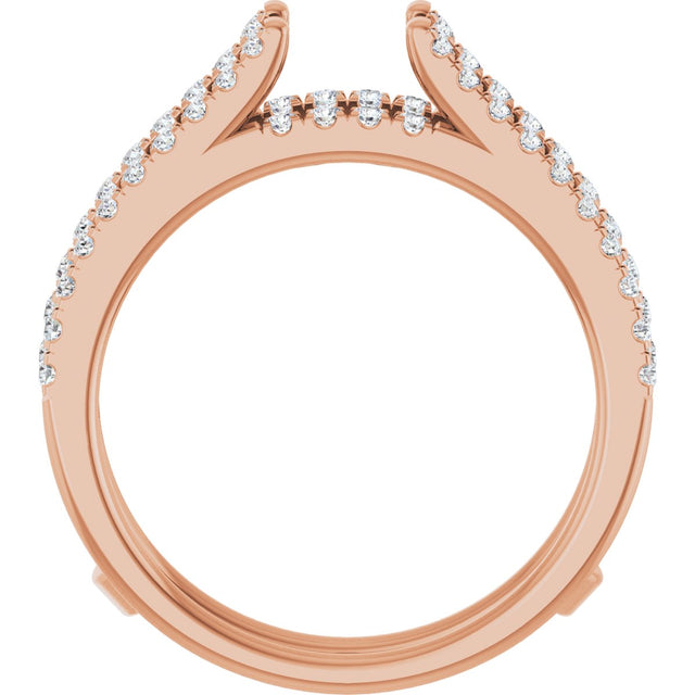 14K Gold Round Natural Diamond French-Set Cathedral-Style Ring Guard - Rose Gold - view 2