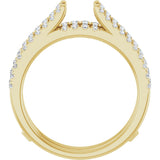14K Gold Round Natural Diamond French-Set Cathedral-Style Ring Guard - Yellow Gold - view 2