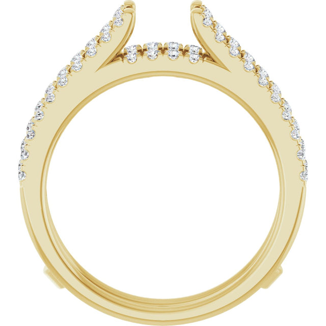 14K Gold Round Natural Diamond French-Set Cathedral-Style Ring Guard - Yellow Gold - view 2
