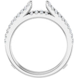 Platinum Round Natural Diamond French-Set Cathedral-Style Ring Guard - view 2