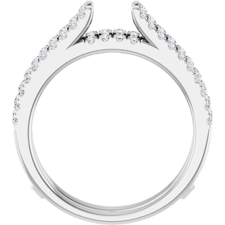 Platinum Round Natural Diamond French-Set Cathedral-Style Ring Guard - view 2