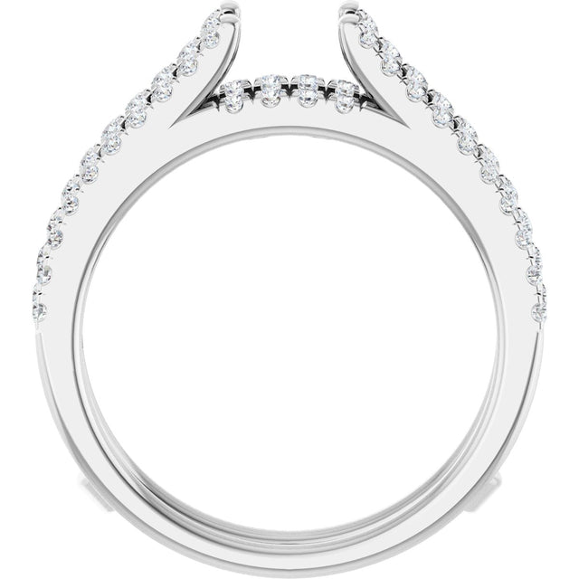 Platinum Round Natural Diamond French-Set Cathedral-Style Ring Guard - view 2