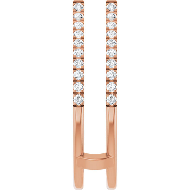14K Gold Round Natural Diamond French-Set Cathedral-Style Ring Guard - Rose Gold - view 4