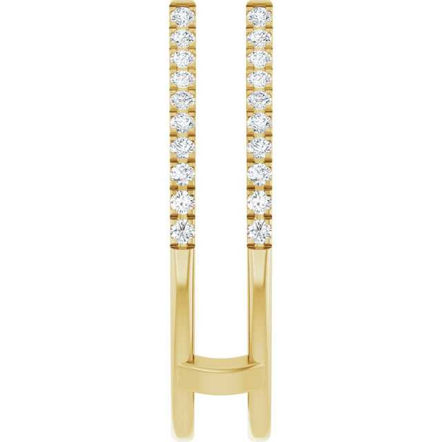 14K Gold Round Natural Diamond French-Set Cathedral-Style Ring Guard - Yellow Gold - view 4