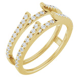 14K Gold Round Natural Diamond French-Set Cathedral-Style Ring Guard - Yellow Gold