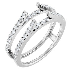 Platinum Round Natural Diamond French-Set Cathedral-Style Ring Guard