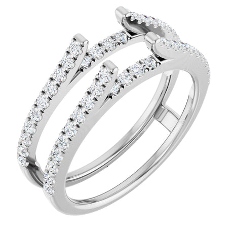 14K Gold Round Natural Diamond French-Set Cathedral-Style Ring Guard - White Gold