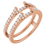 14K Gold Round Lab-Grown Diamond French-Set Cathedral-Style Ring Guard - Rose Gold