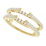 14K Gold Round Natural Diamond French-Set Cathedral-Style Ring Guard - Yellow Gold - view 5
