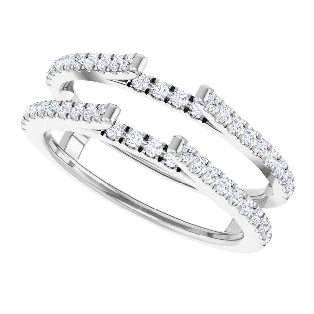 Platinum Round Natural Diamond French-Set Cathedral-Style Ring Guard - view 5