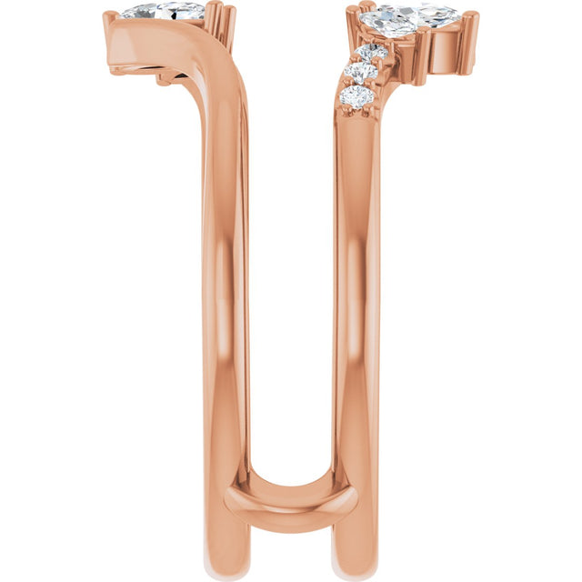 14K Gold Marquise Lab-Grown Diamond Ring Guard - Rose Gold - view 4